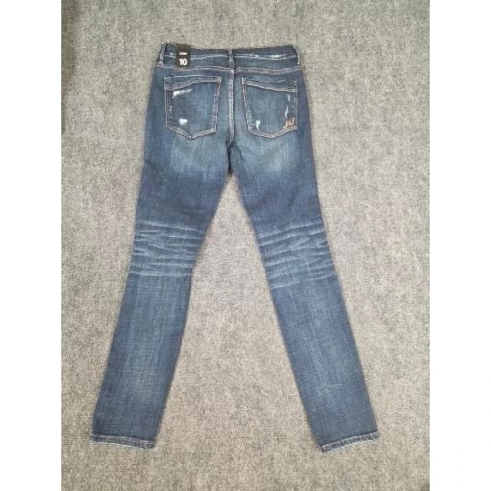 Express Mia‎ Mid Rise Legging Jeans Womens 10 Dark Wash Distressed Skinny Denim